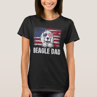 Distressed Beagle Dad Usa Flag Father's Day T-Shirt