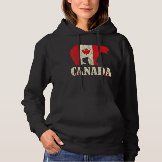 Distressed Bear Canada Day Proud Canadian Canada Hoodie
