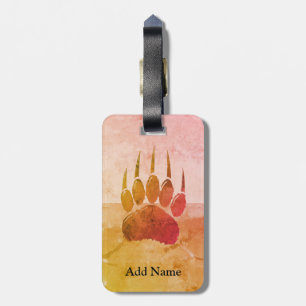 Distressed Bear Paw Print Luggage Tag