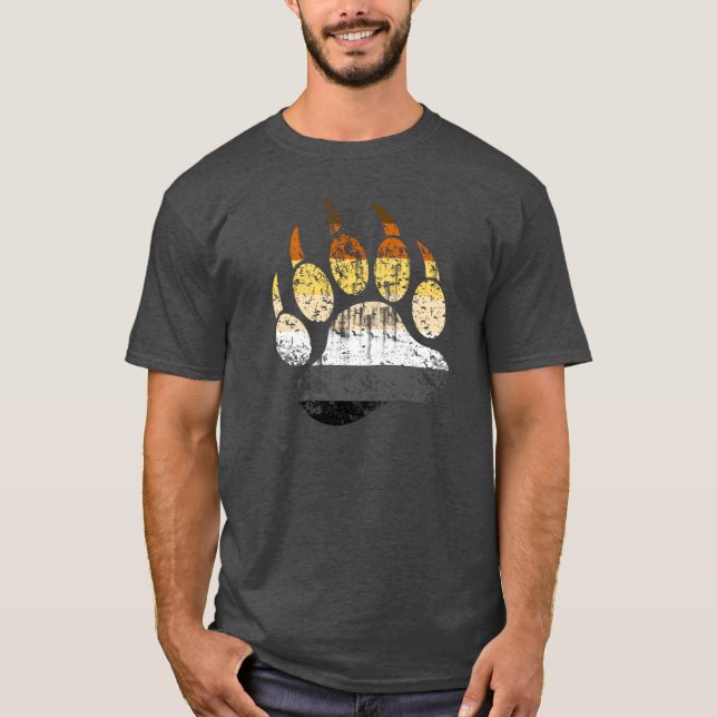 Distressed Bear Pride Flag Bear paw T-Shirt (Front)