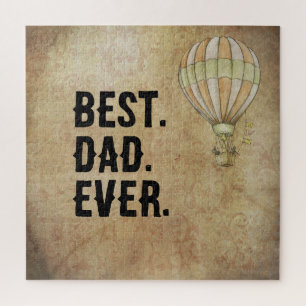 Distressed Beige Vintage Hot Air Balloon Steampunk Jigsaw Puzzle