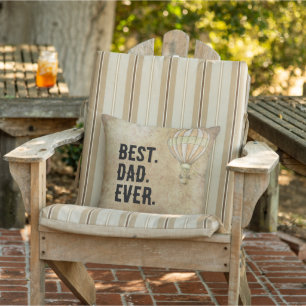 Distressed Beige Vintage Hot Air Balloon Steampunk Outdoor Pillow