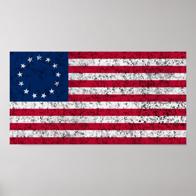 Distressed Betsy Ross Flag Poster (Front)