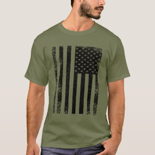 Distressed Black and White American Flag T-Shirt