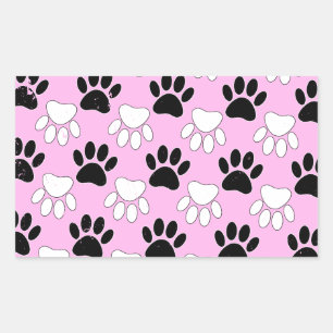 Distressed Black And White Paws On Pink Background Sticker