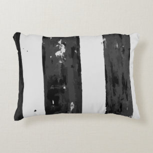 Distressed Black and White Stripe  Accent Pillow