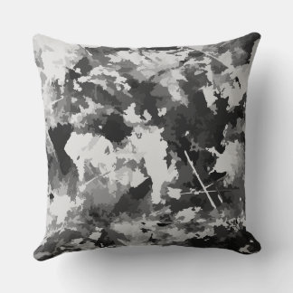 Distressed Black and White Throw Pillow