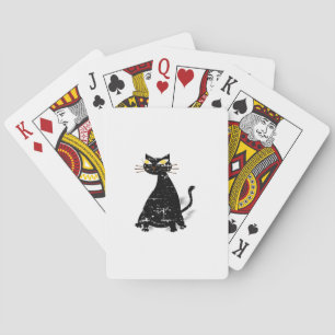 Distressed Black Fat Cat Playing Cards