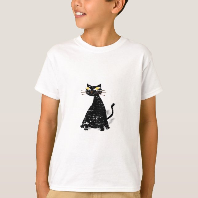 Distressed Black Fat Cat T-Shirt (Front)