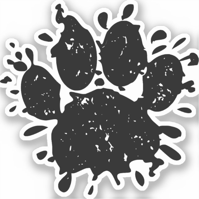 Distressed Black Paint Splatter Dog Paw Print Pet (Front)