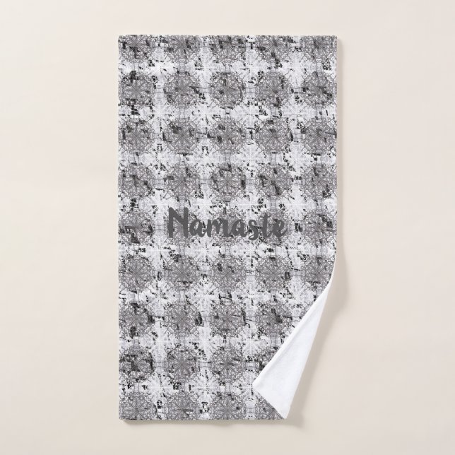 Distressed Black, White, and Grey Lace Hand Towel (Hand Towel)