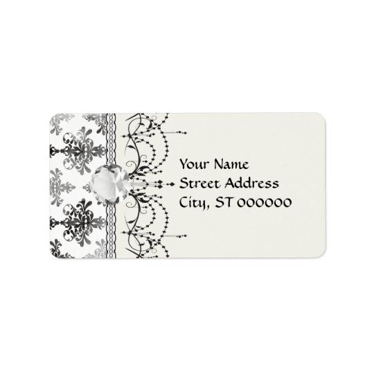 distressed black white intricate damask