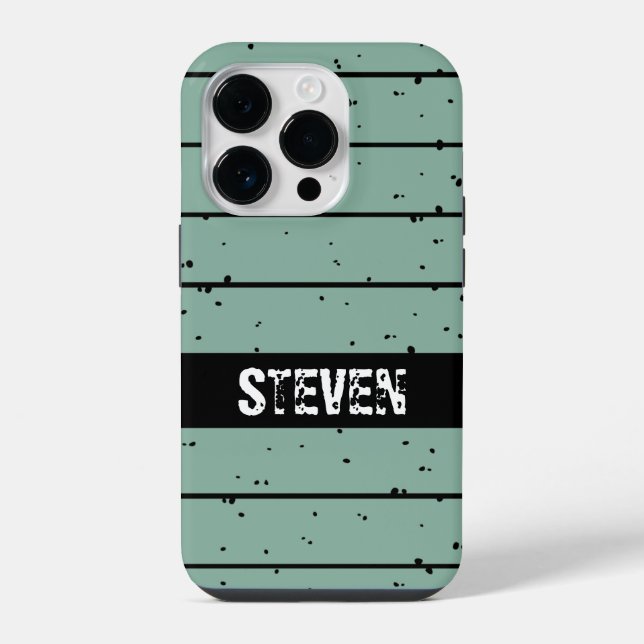 distressed blu green sunset name    iPhone case (Back)
