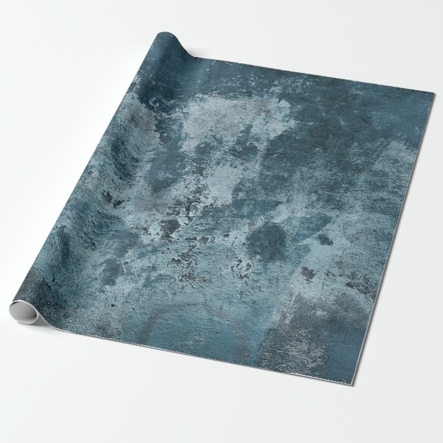 distressed blue cement wrapping paper (Unrolled)