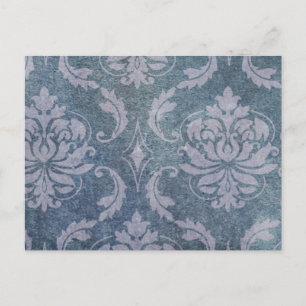Distressed Blue Damask Postcard
