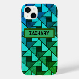 Distressed Blue Green Geometric  Case-Mate iPhone 14 Plus Case