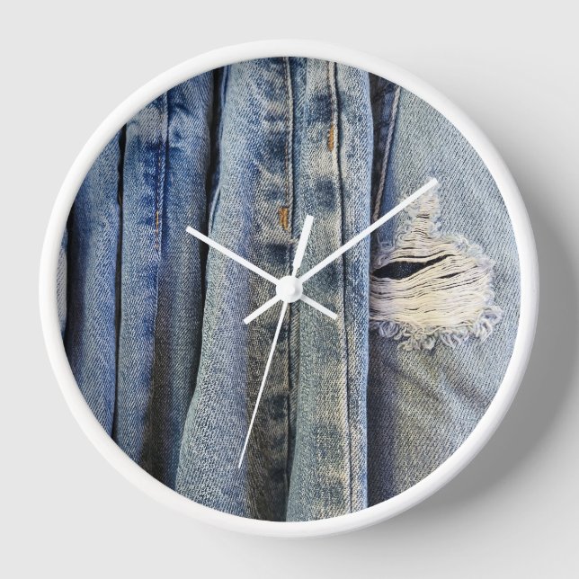 Distressed Blue Jeans  Clock (Front)