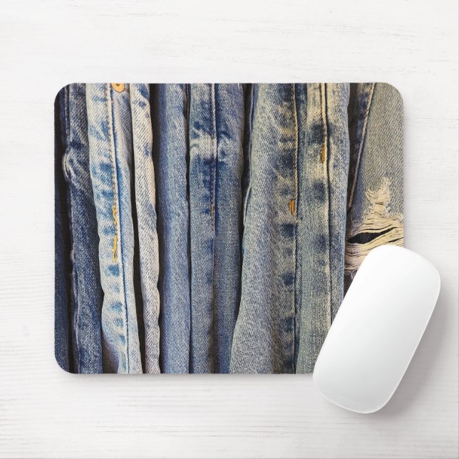 Distressed Blue Jeans Mouse Pad (With Mouse)