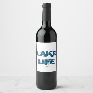 Distressed Blue "Lake Life" Wine Label