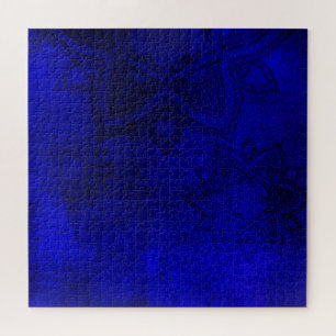 Distressed Blue Mandala Pattern Jigsaw Puzzle