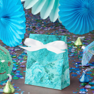 Distressed Blue Roses Collage Favor Box