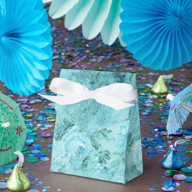 Distressed Blue Roses Collage  Favor Box (Party)