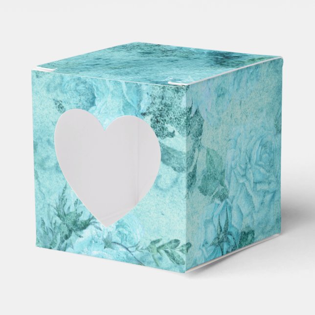 Distressed Blue Roses Collage  Favor Box (Front Side)