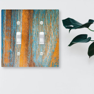 Distressed Blue Rustic Wood Aged Turquoise Light Switch Cover