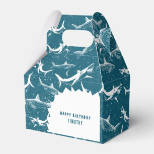 Distressed Blue Shark Boys Birthday Party  Favor Box