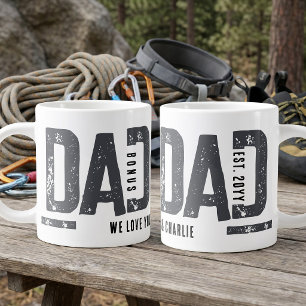 Distressed Bonus Dad Est Year Personalized Large Coffee Mug