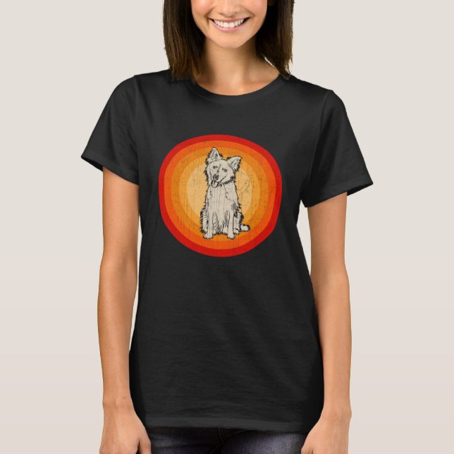 Distressed Border Collie Dog  Retro Style T-Shirt (Front)