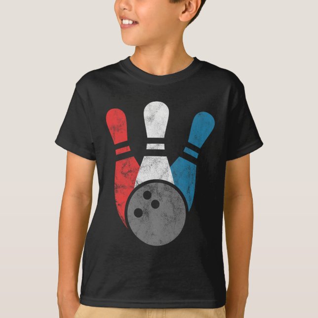 Distressed Bowling For Men Bowling Pins And Ll  T-Shirt (Front)