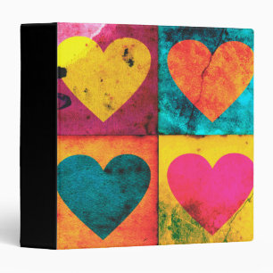 Distressed Bright Pop Art Heart Binder