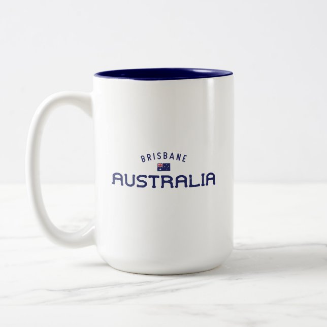 Distressed Brisbane Australia Two-Tone Coffee Mug (Left)