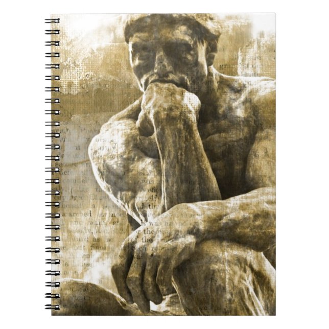 Distressed bronze statue Auguste Rodin the thinker Notebook (Front)