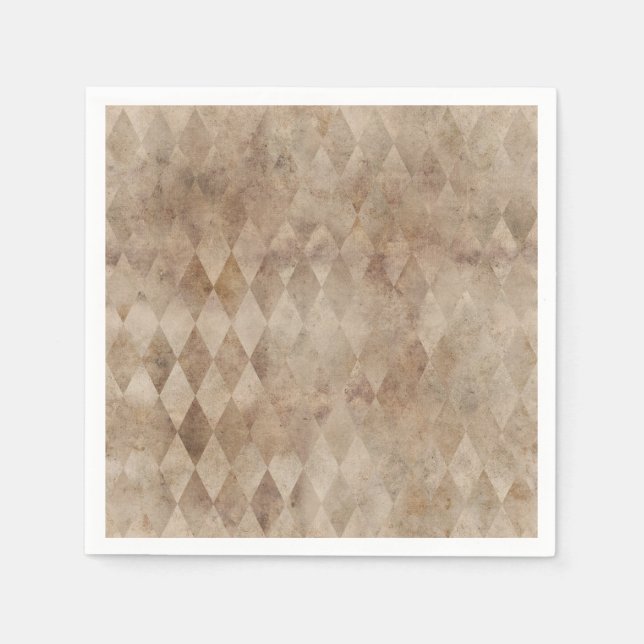 Distressed Brown Harlequin  Paper   Napkin (Front)