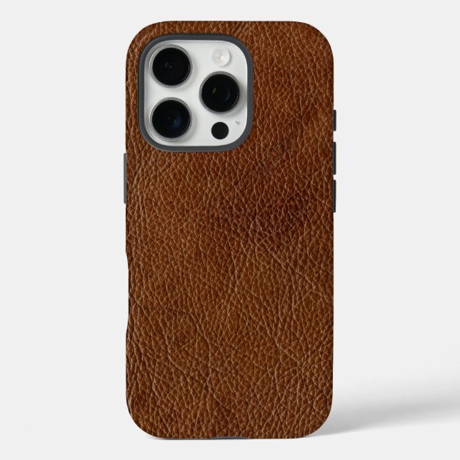 Distressed Brown Leather Look Printed Image Case-Mate iPhone Case (Back)