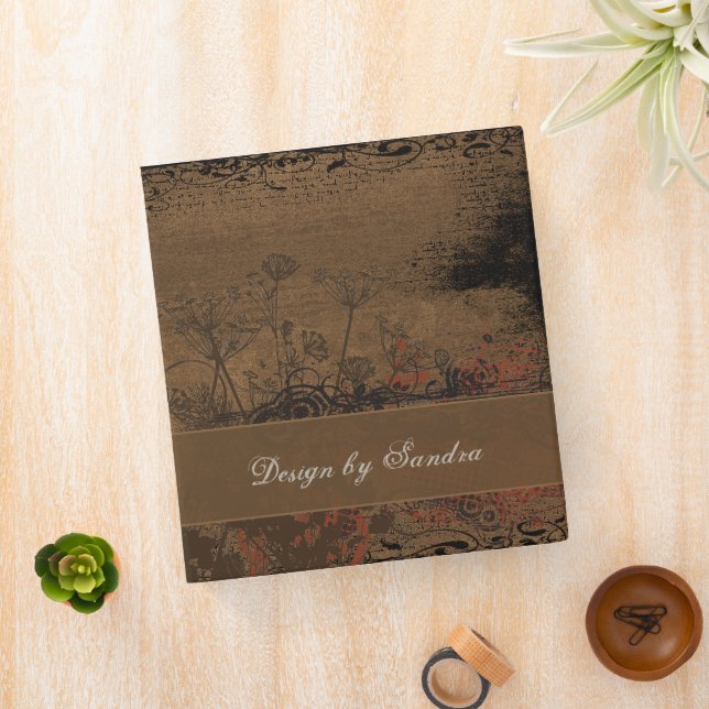 Distressed Brown Wild Flowers Binder (In Situ)