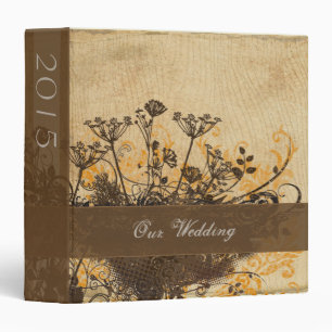 Distressed Brown Wild Flowers Wood Grain Binder