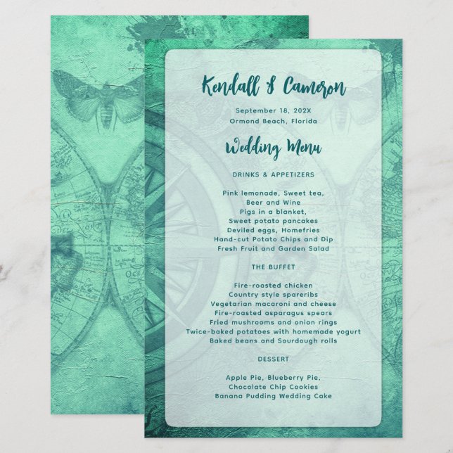 Distressed Budget Wedding Menu Template (Front/Back)