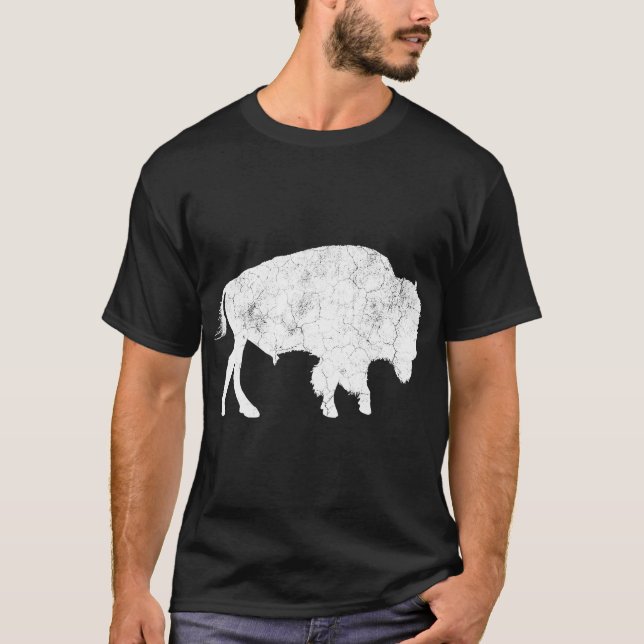 Distressed Buffalo Retro Bison Animal Lover Men Wo T-Shirt (Front)