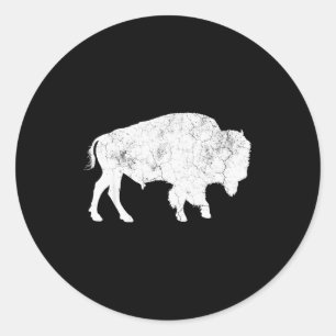 Distressed Buffalo Retro Bison Animal Lover Shirt  Classic Round Sticker