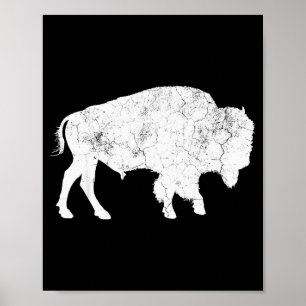 Distressed Buffalo Retro Bison Animal Lover Shirt Poster