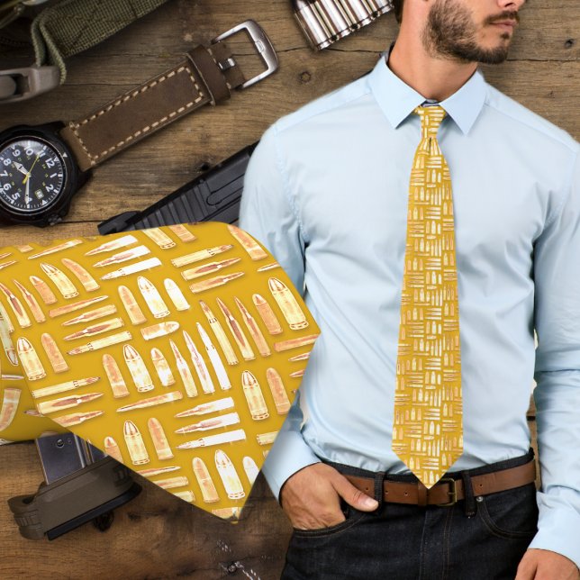 Distressed Bullets Gold Ammo Pattern Tie (Creator Uploaded)