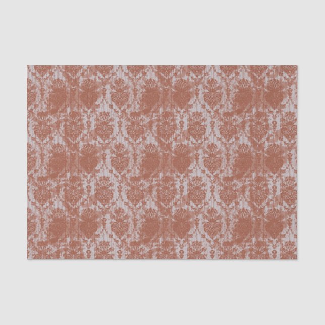 Distressed Burnt Orange Grunge Damask Tissue Paper (Front)