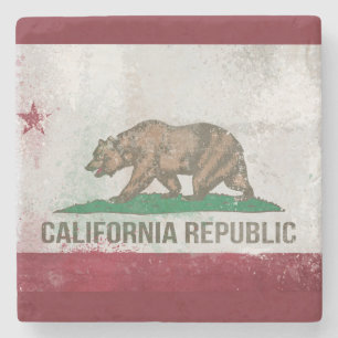Distressed California Flag Stone Coaster