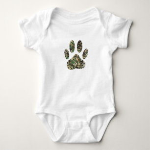 Distressed Camo Dog Paw Print Baby Bodysuit