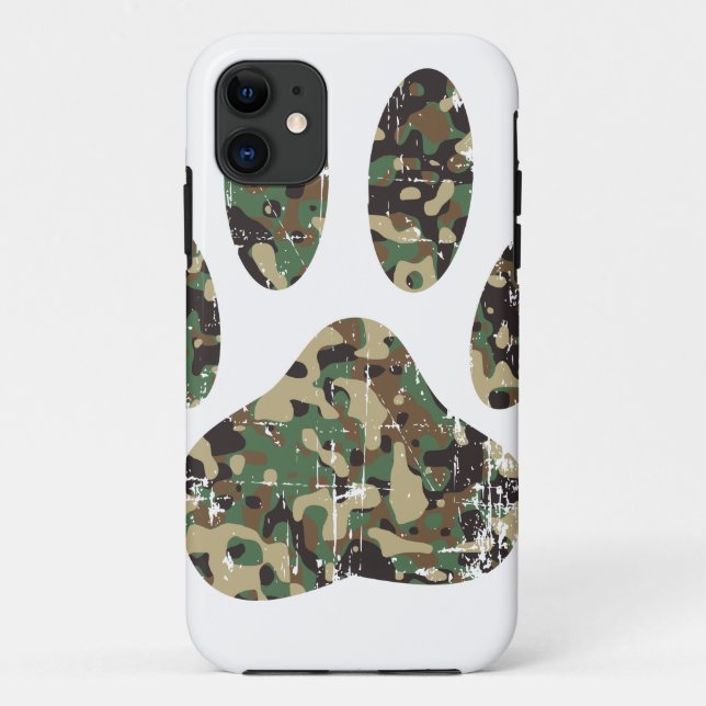 Distressed Camo Dog Paw Print Case-Mate iPhone Case (Back)