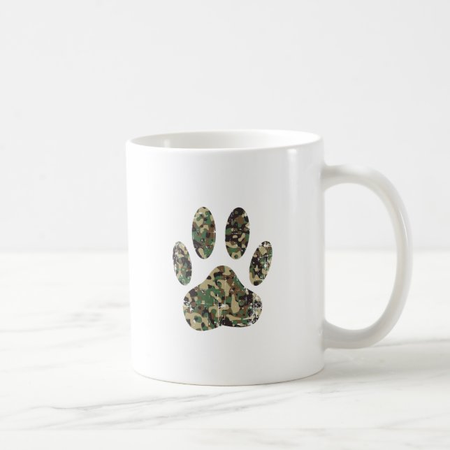 Distressed Camo Dog Paw Print Coffee Mug (Right)