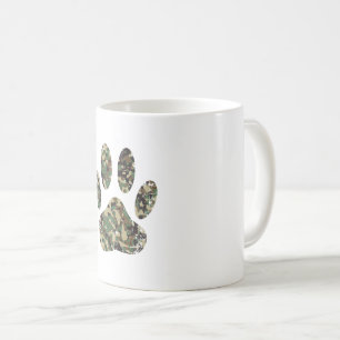 Distressed Camo Dog Paw Print Coffee Mug